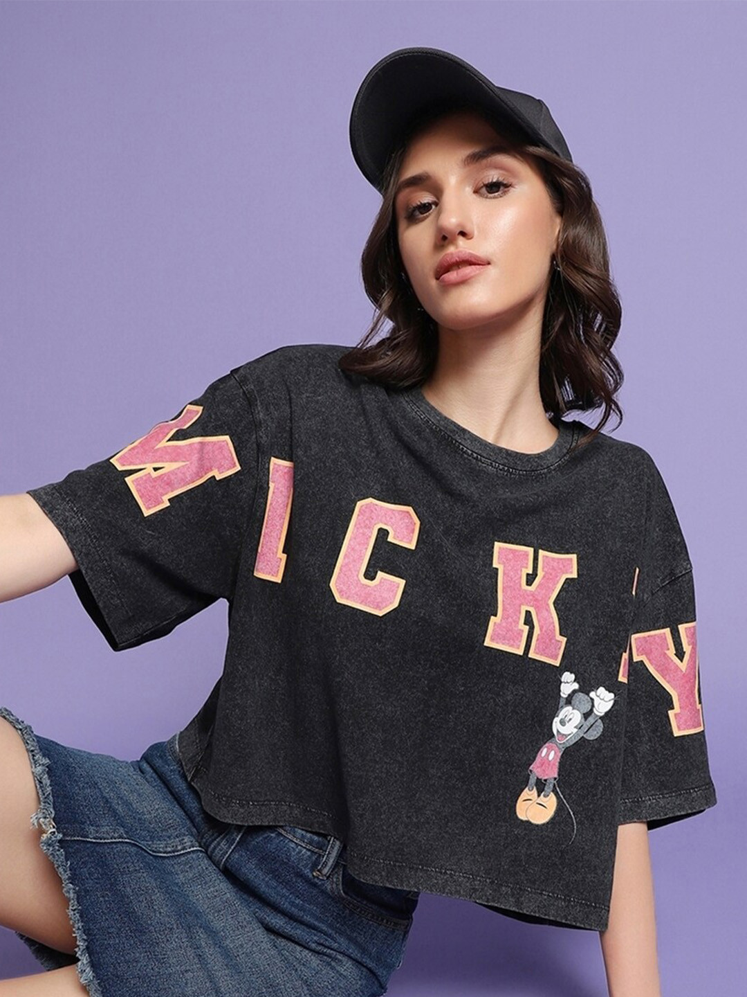 

Bewakoof Black Typography Printed Pure Cotton Boxy Top