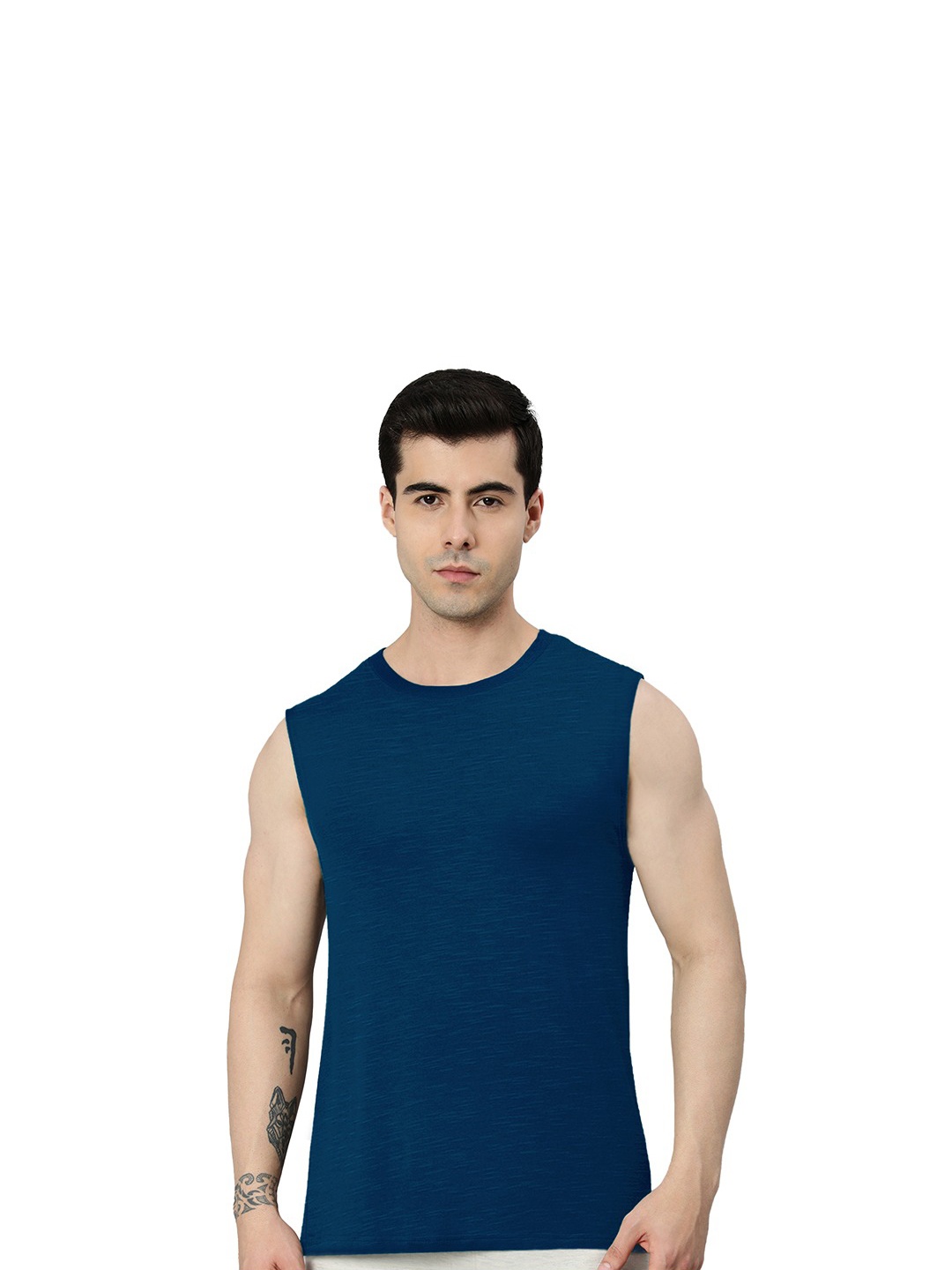 

Heelium Men Bamboo Super Soft & Odour Free Comfort Fit Gym Vest, Navy blue