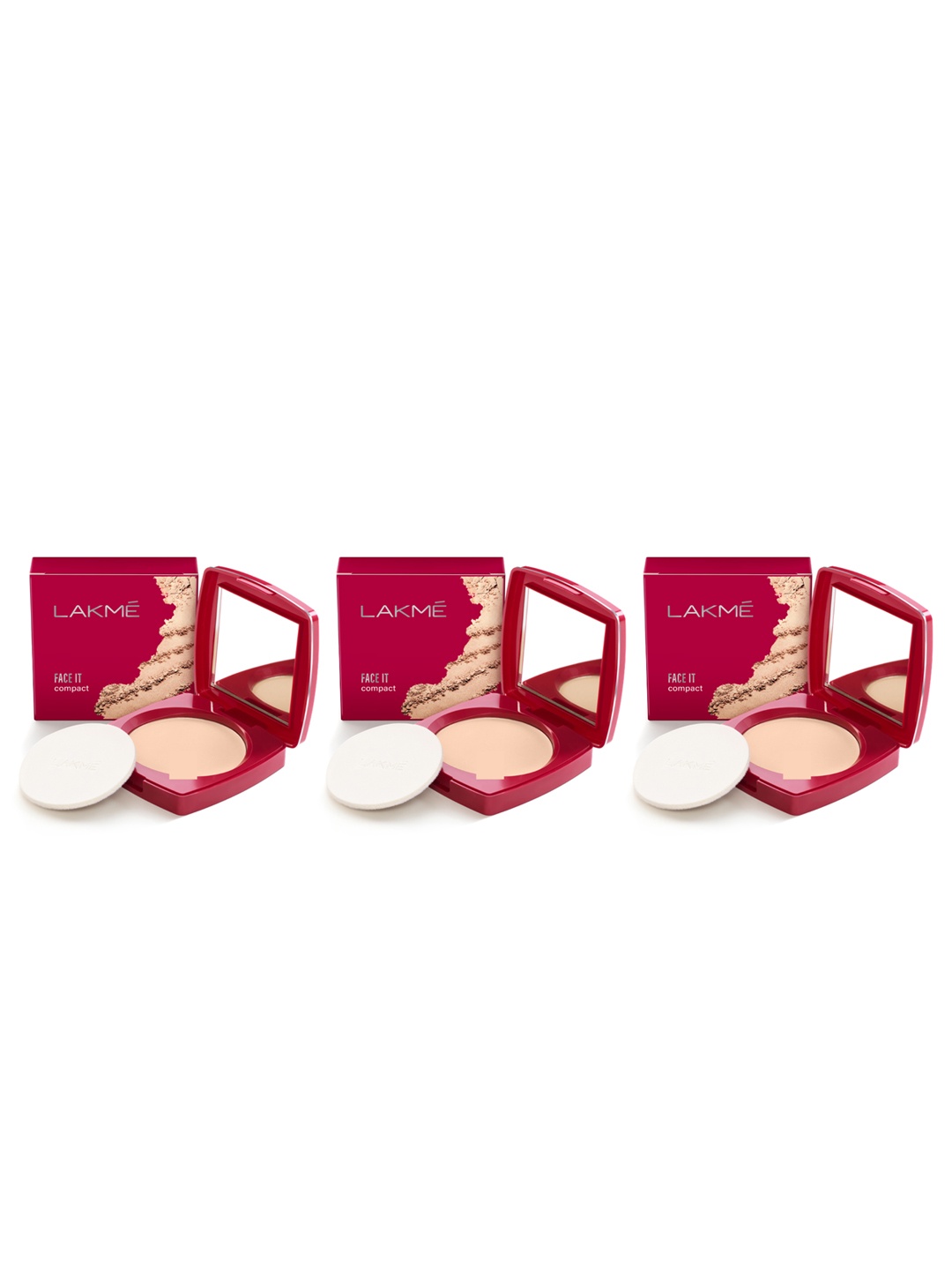 

Lakme Set of 3 Face It Matte Finish Compact - Natural Shell, Beige
