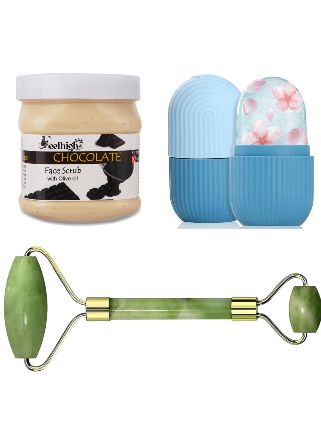 

FEELHIGH Chocolate Scrub With Facial Ice Roller & Facial Massager, Multi