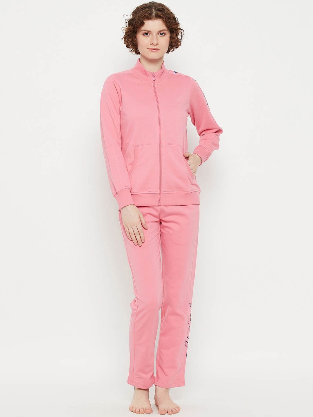 

MADAME M SECRET Mock Collar Sweatshirts With Trousers, Pink