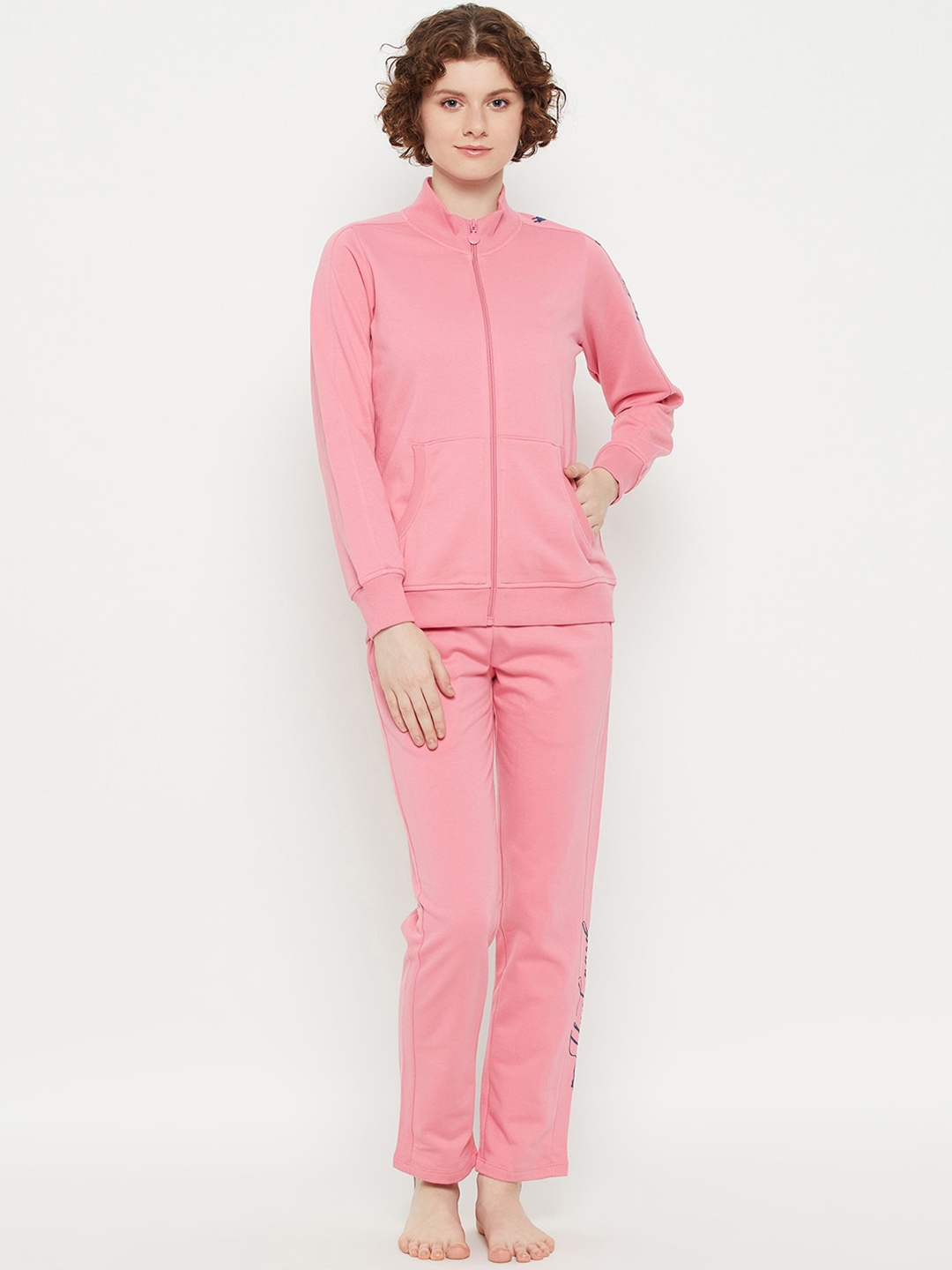 

MADAME M SECRET Mock Collar Sweatshirts With Trousers, Pink