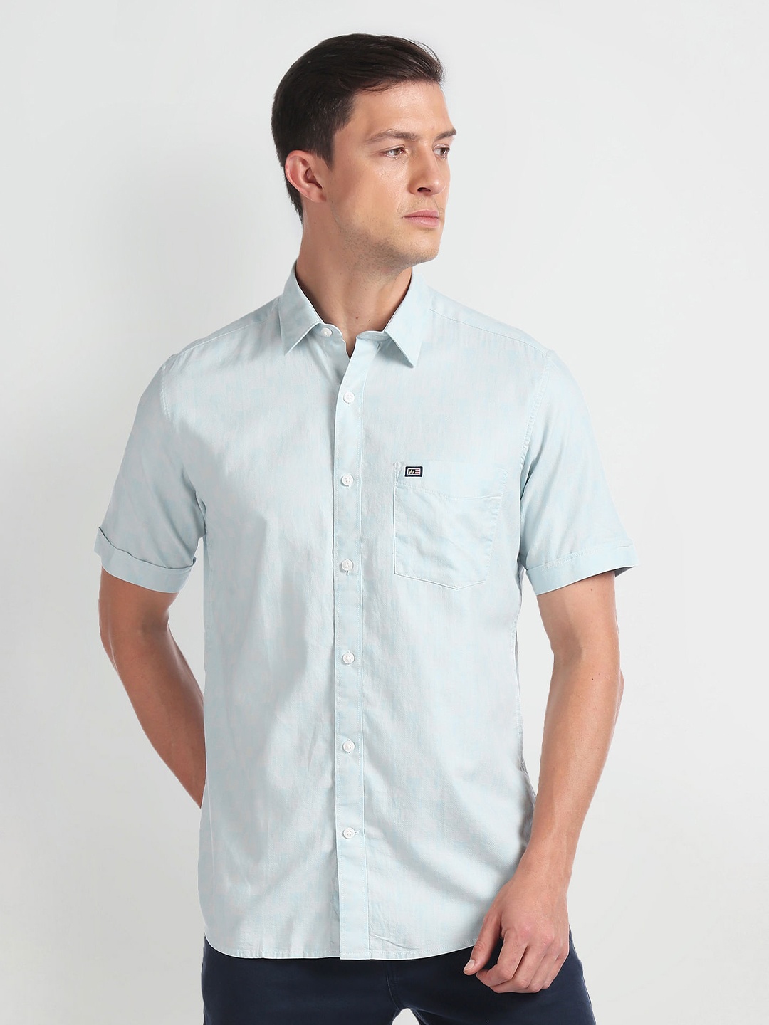 

Arrow Sport Self Design Pure Cotton Casual Shirt, Blue