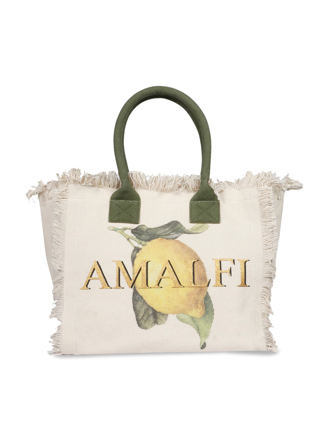 

Favore Typography Printed Structured Tote Bag, White