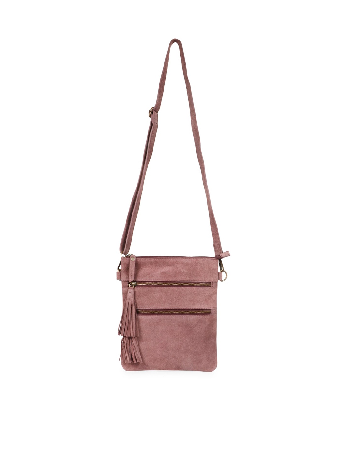 

Favore Textured Structured Leather Sling Bag With Tasselled, Brown