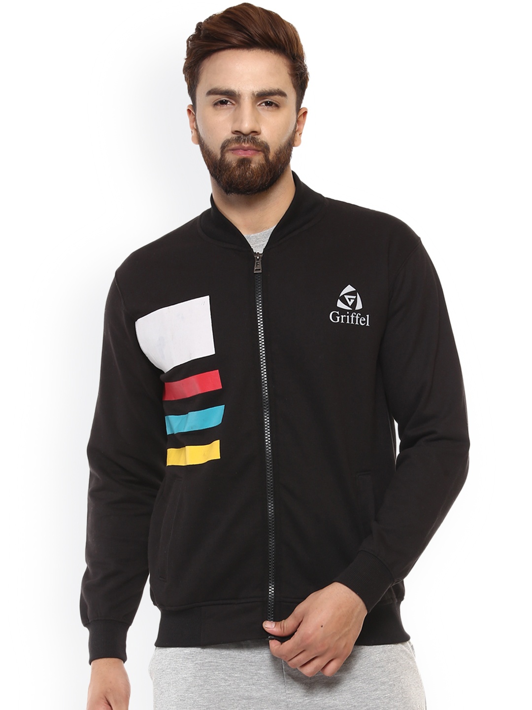 

GRIFFEL Men Black Solid Sweatshirt