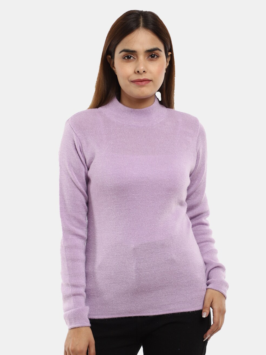 

V-Mart High Neck Cotton Pullover, Purple