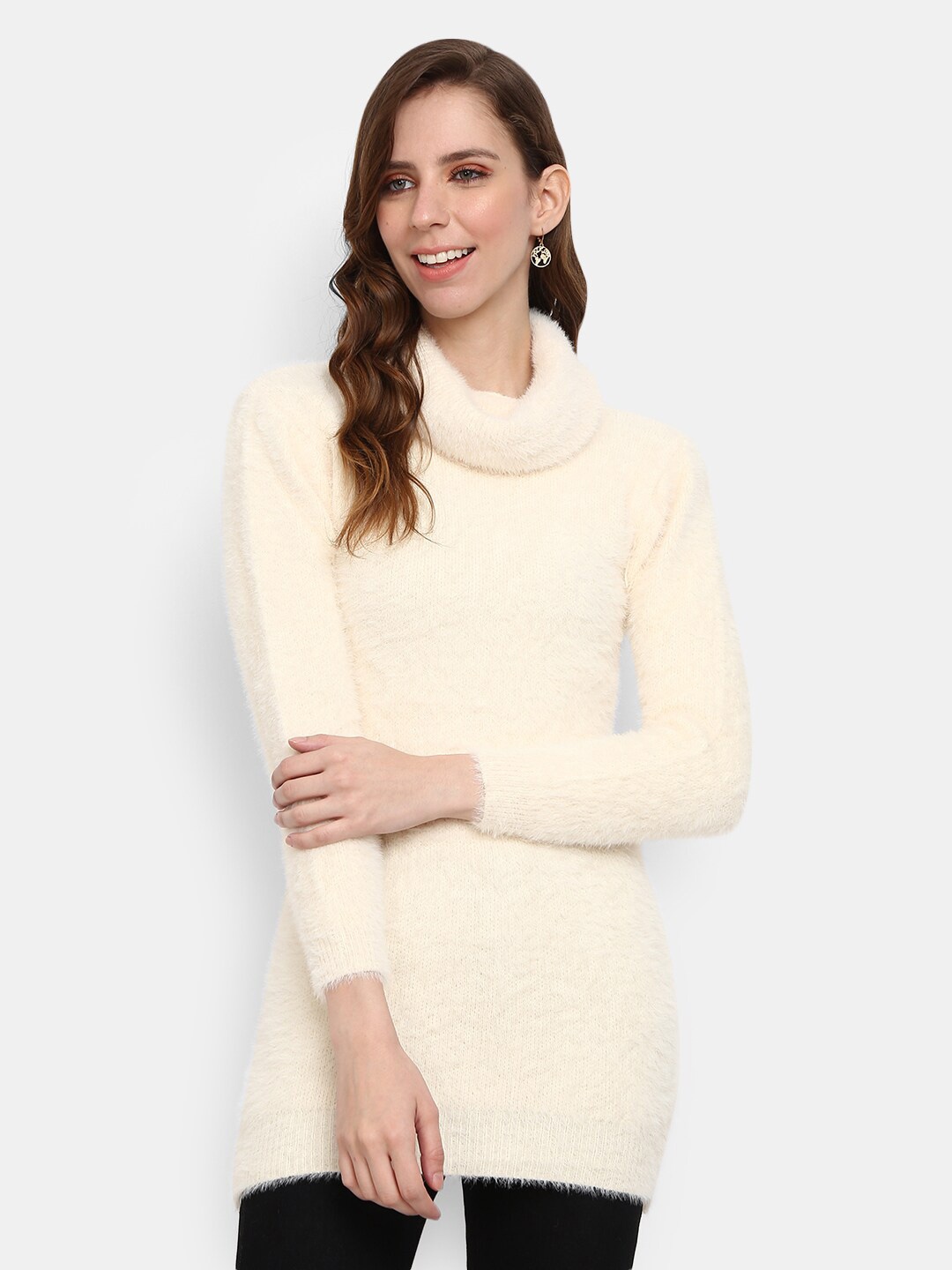 

V-Mart Turtle Neck Fuzzy Cotton Pullover, Yellow