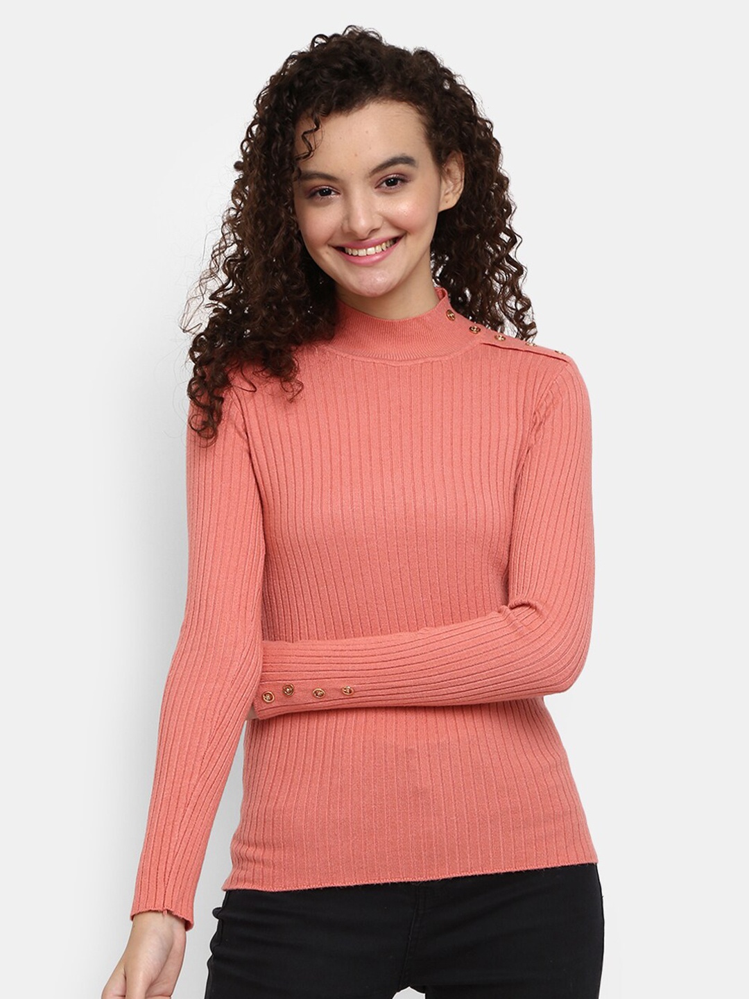 

V-Mart High Neck Cotton Pullover Sweaters, Rust