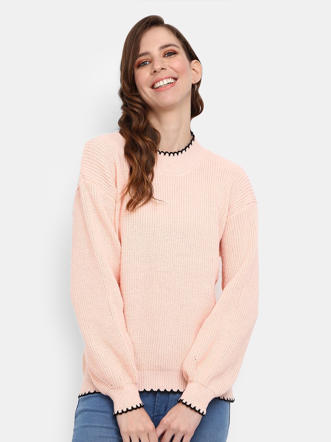 

V-Mart Ribbed Cotton Pullover, Pink