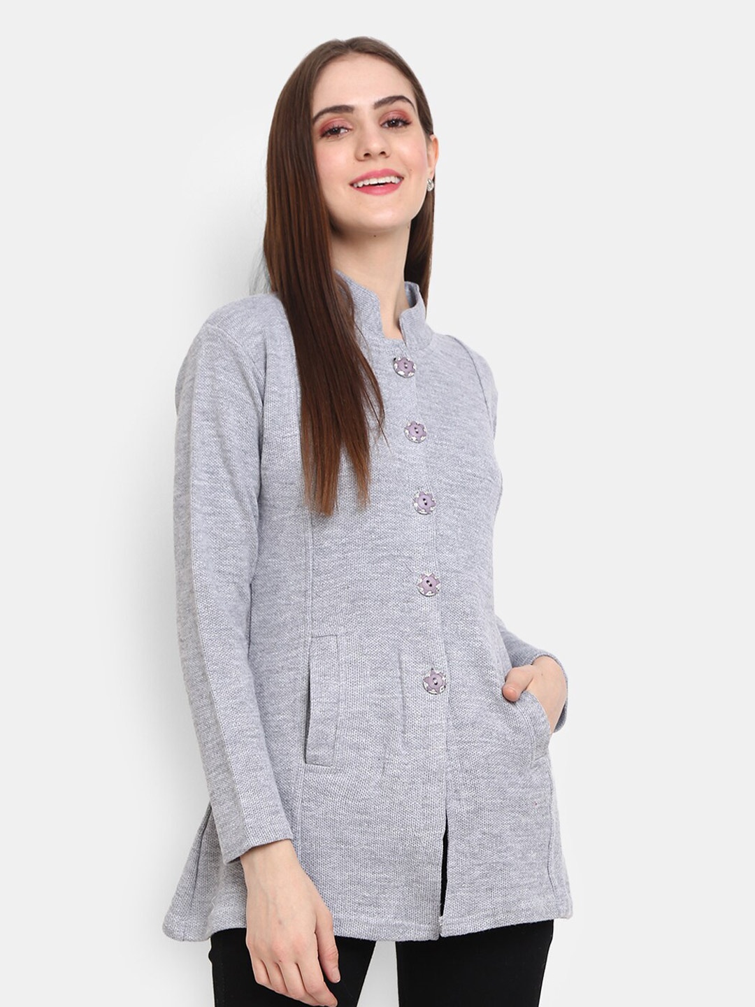 

V-Mart Longline Acrylic Cardigan, Grey