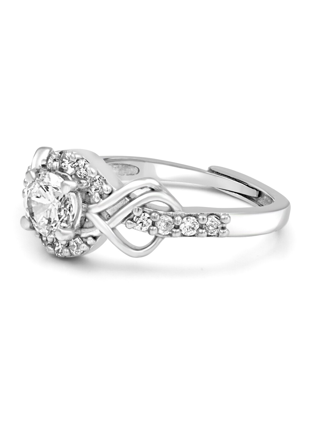 

Zarkan 925 Sterling Silver Rhodium-Plated Stone-Studded Finger Ring