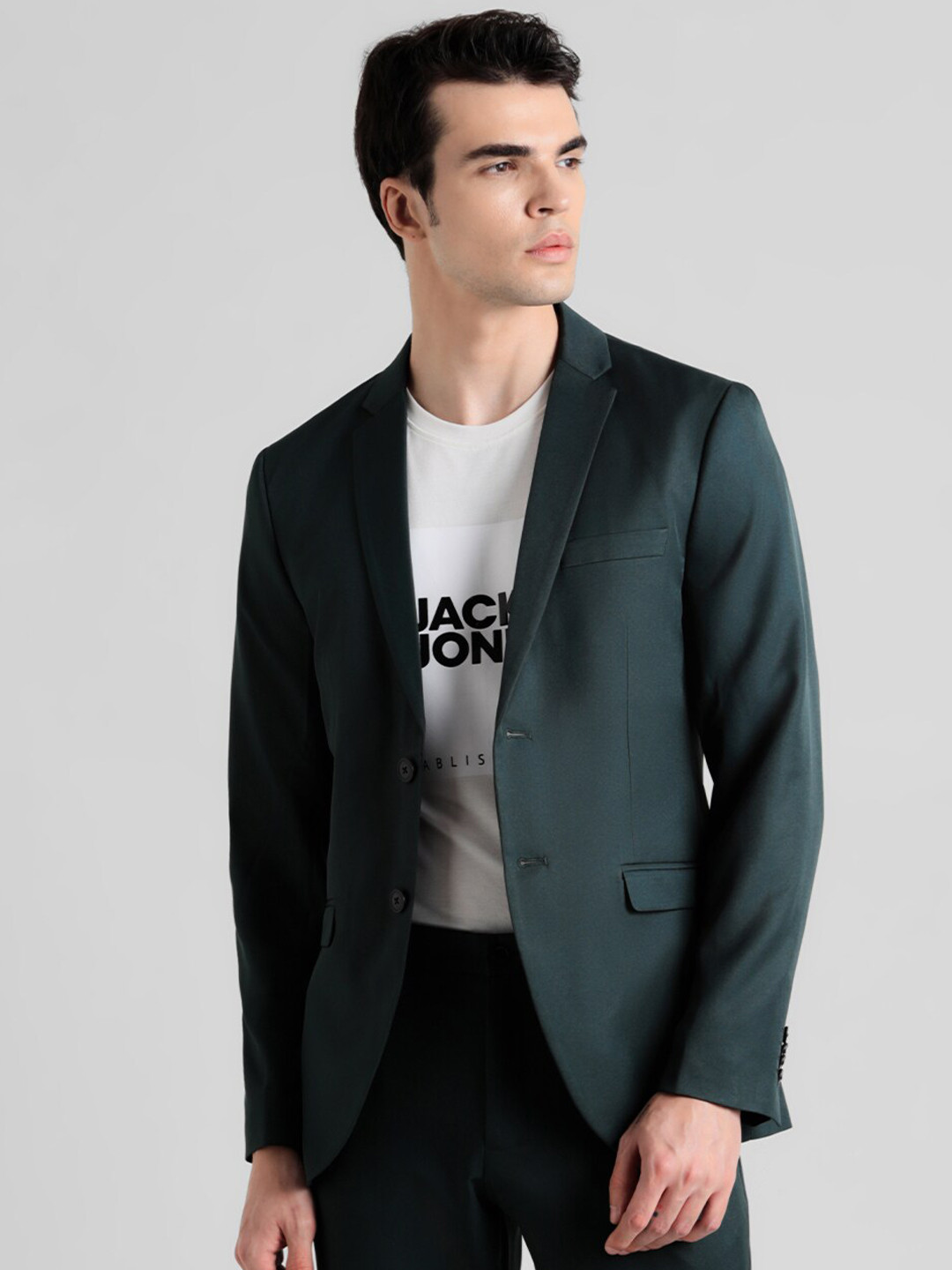 

Jack & Jones Single-Breasted Slim Fit Blazer, Green