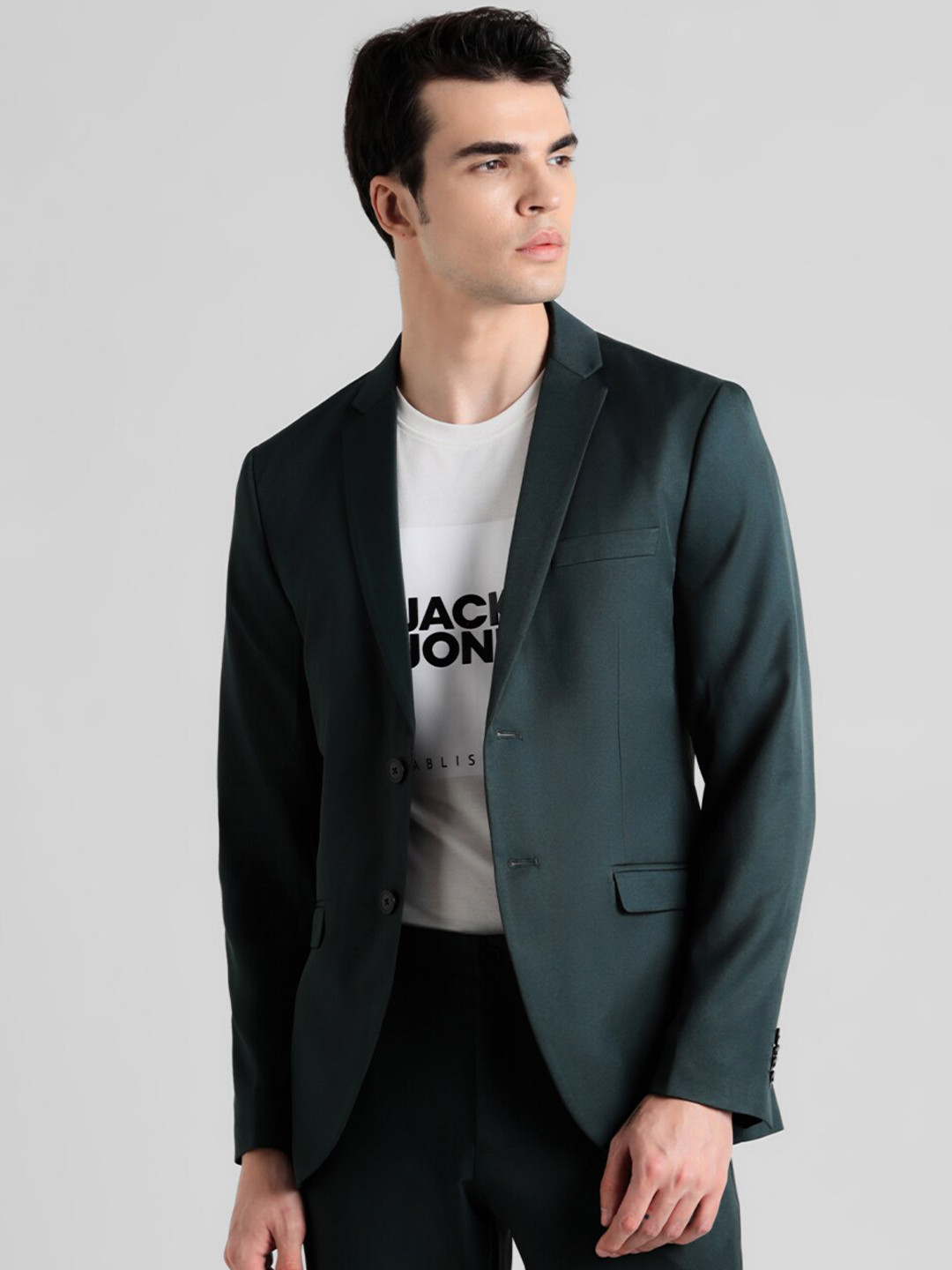 

Jack & Jones Single-Breasted Slim Fit Blazer, Green