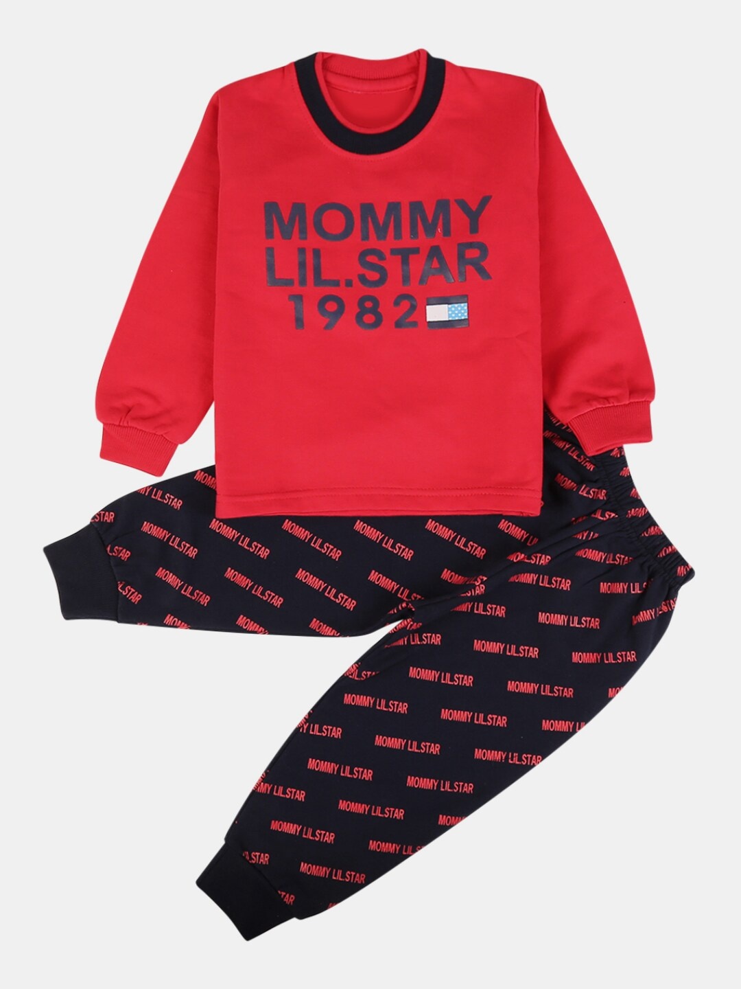 

V-Mart Boys Printed T-Shirt With Trousers, Red