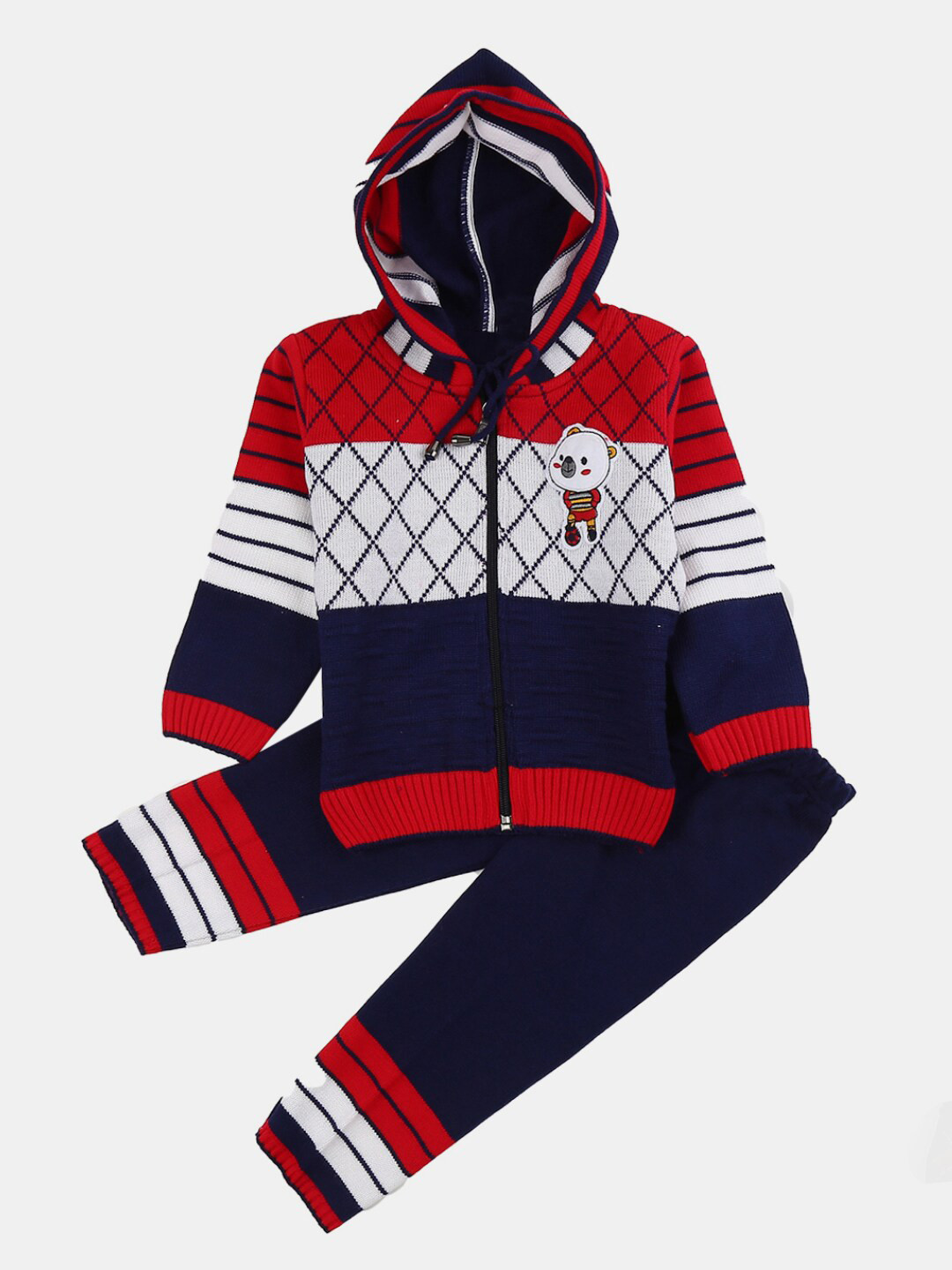 

V-Mart Boys Self Design Sweater With Trousers, Navy blue