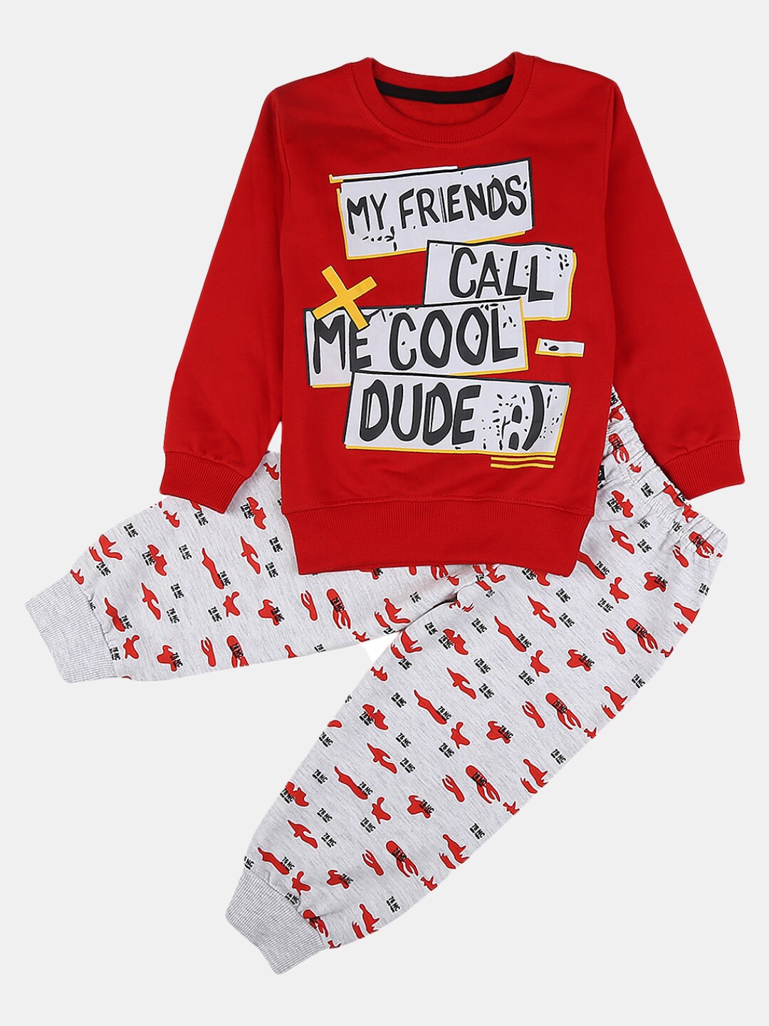 V-Mart Boys T-Shirt With Trousers, Red