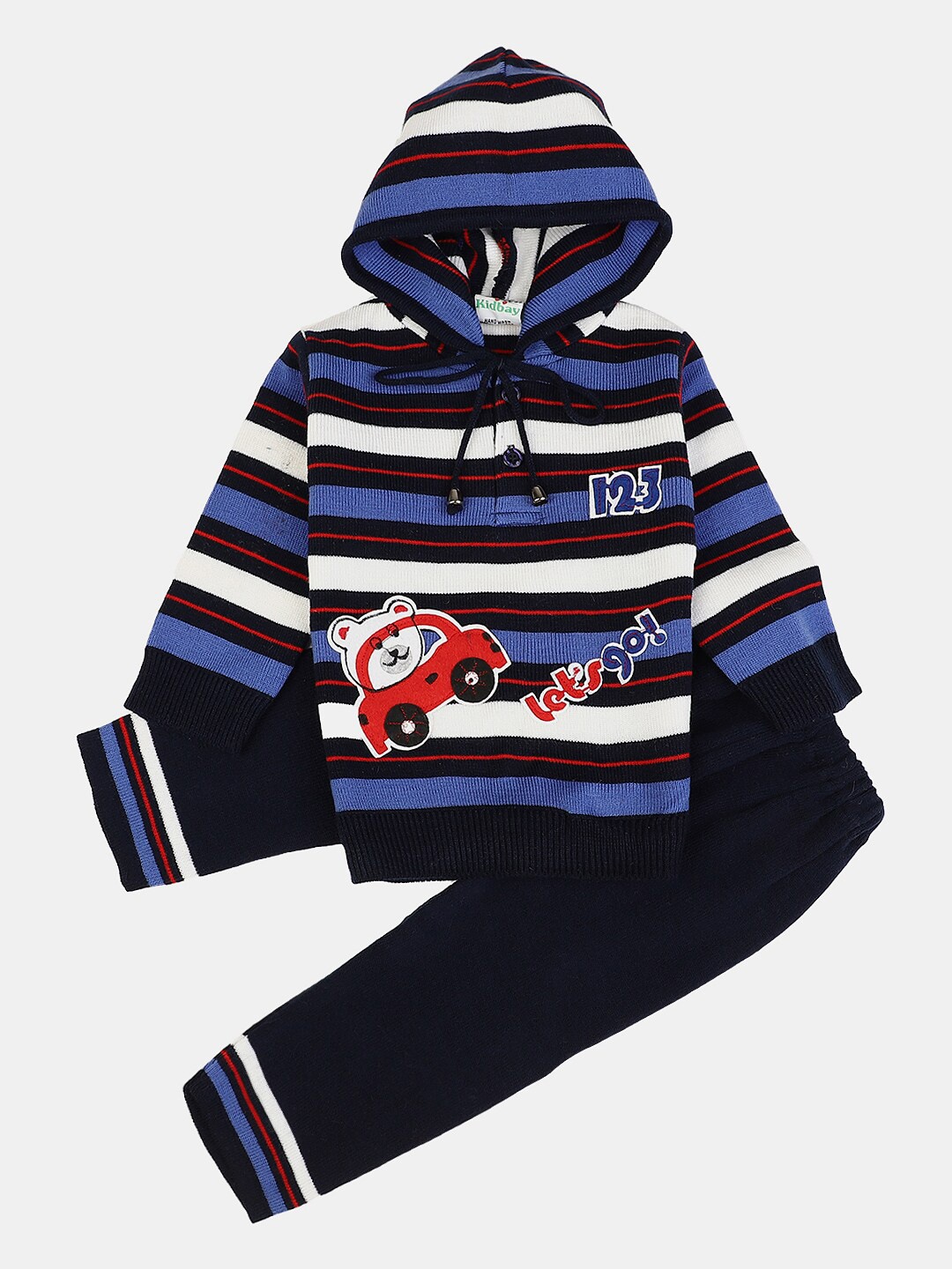 

V-Mart Boys Striped Sweater With Trousers, Blue