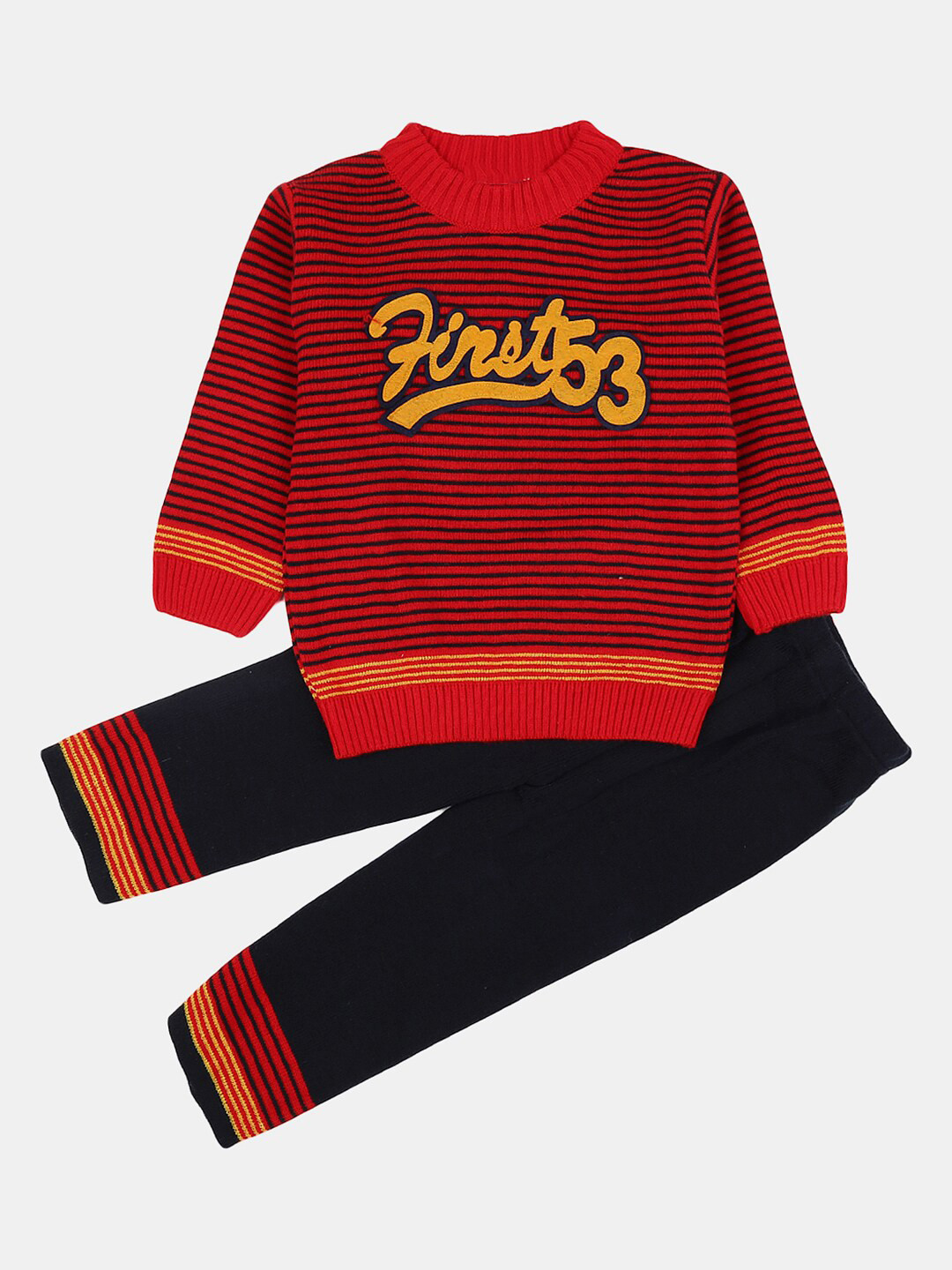 

V-Mart Boys Striped Sweater With Trousers, Red