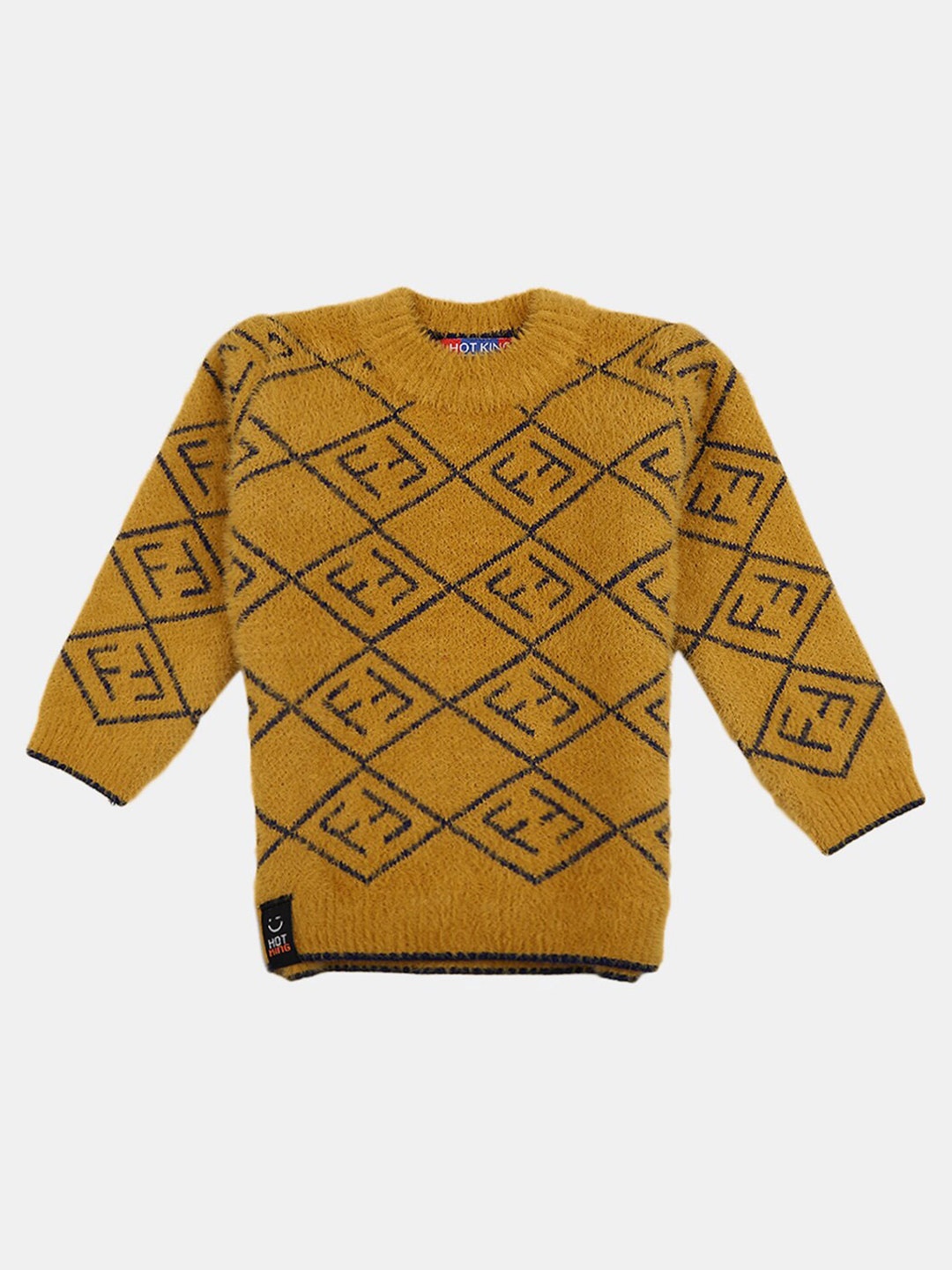 

V-Mart Boys Self Design Sweater With Trousers, Yellow