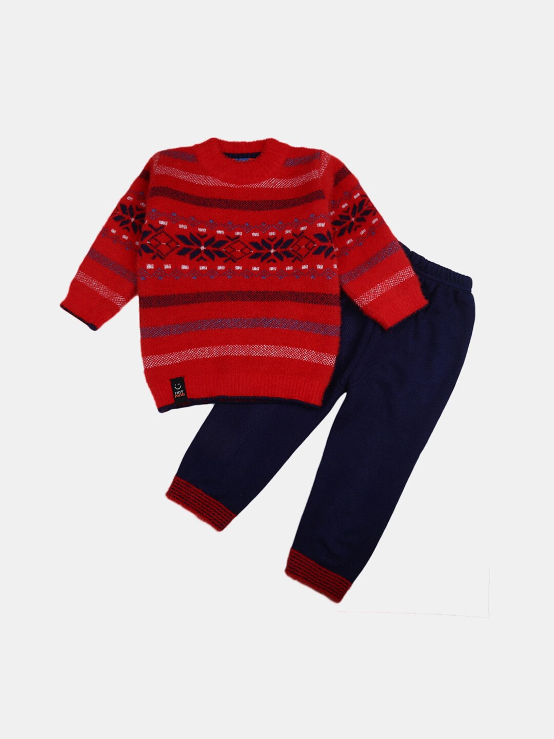 

V-Mart Boys Striped Sweater With Trousers, Red