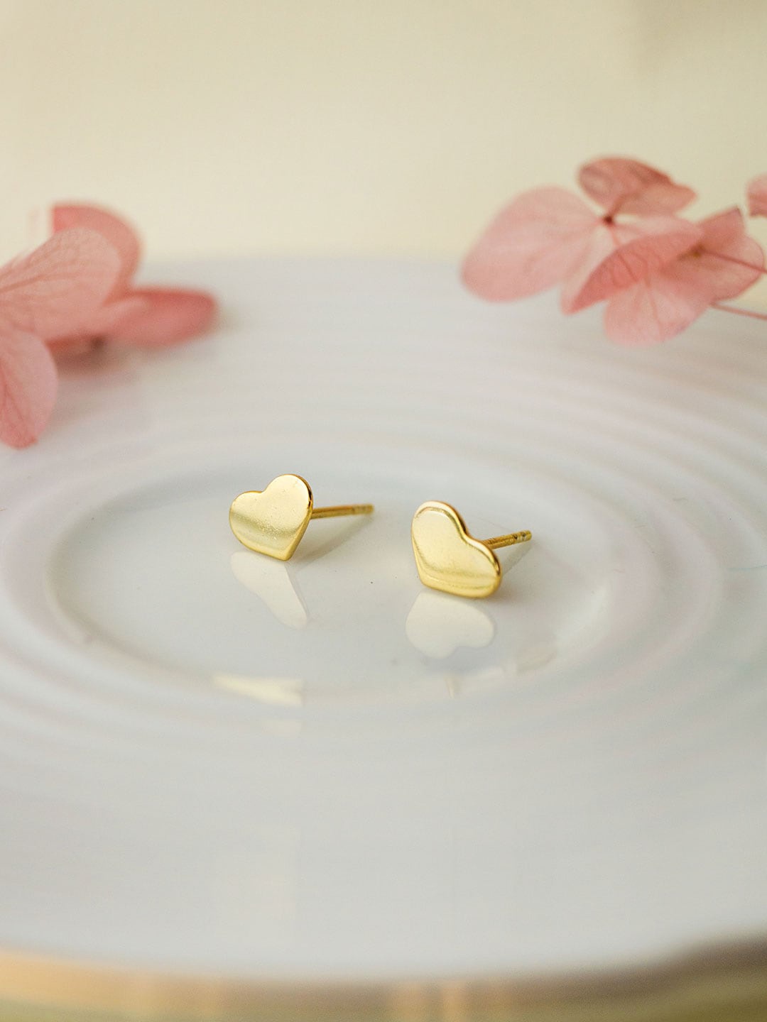 

MANNASH Gold Plated Sterling Silver Heart Shaped Studs Earrings