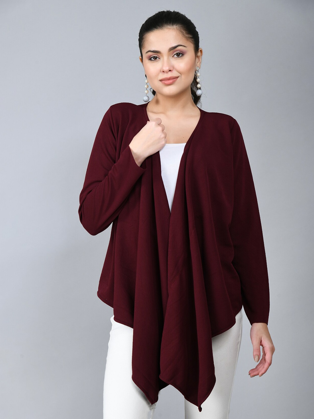 

IUGA Open Front Asymmetric Shrug, Purple