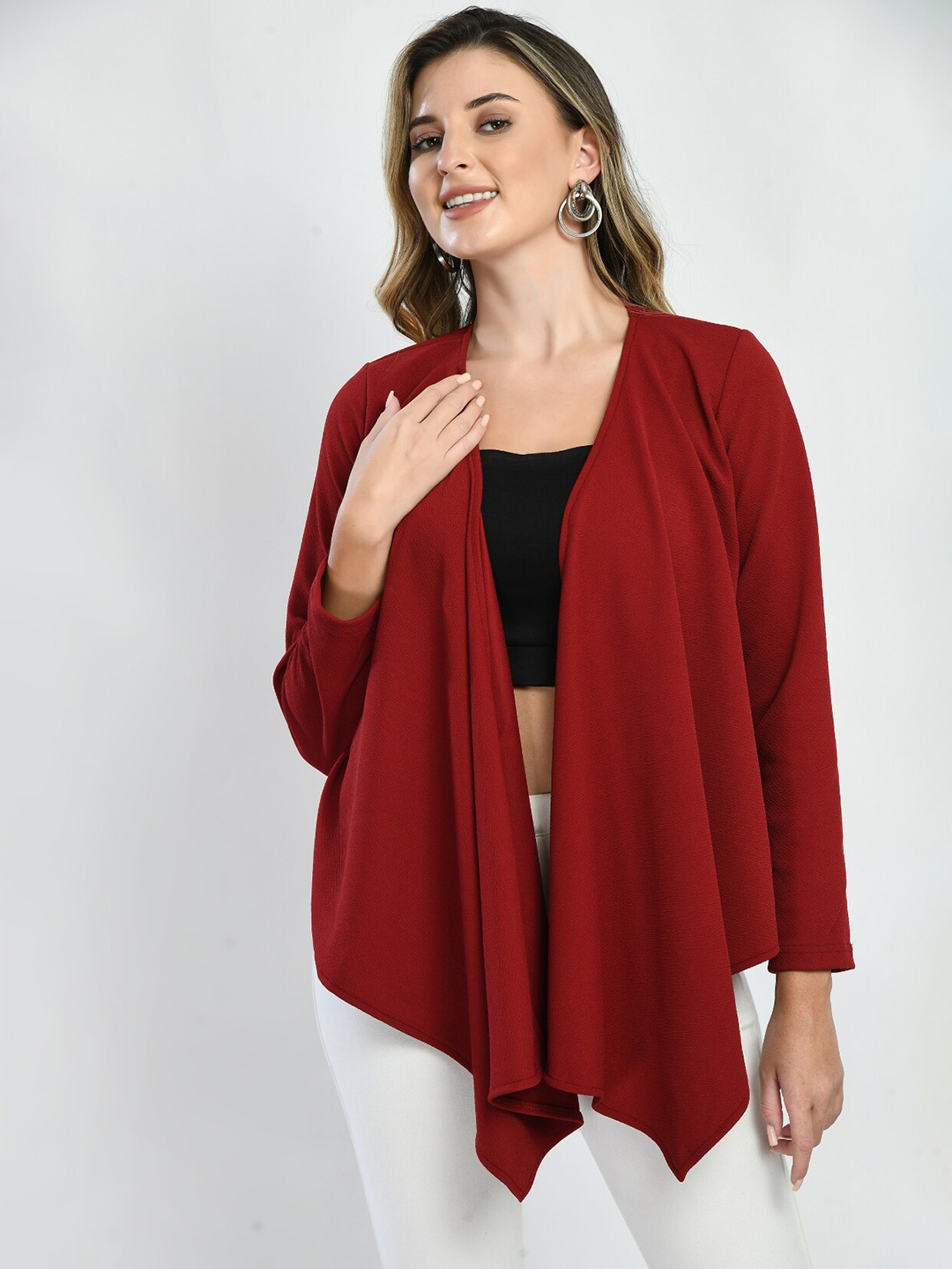 

IUGA Open Front Shrug, Maroon