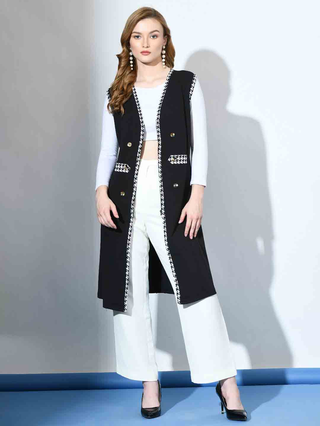 

IUGA Open Front Longline Shrug, Black