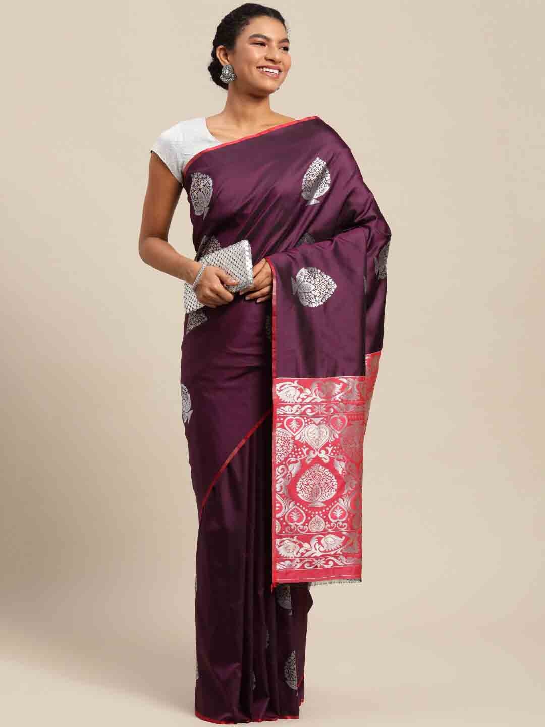

Anaita Woven Design Zari Pure Silk Banarasi Saree, Burgundy