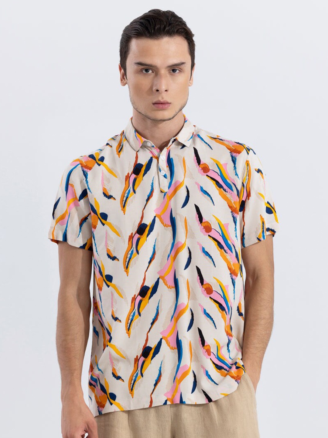 

Snitch Abstract Printed T-shirt, Cream