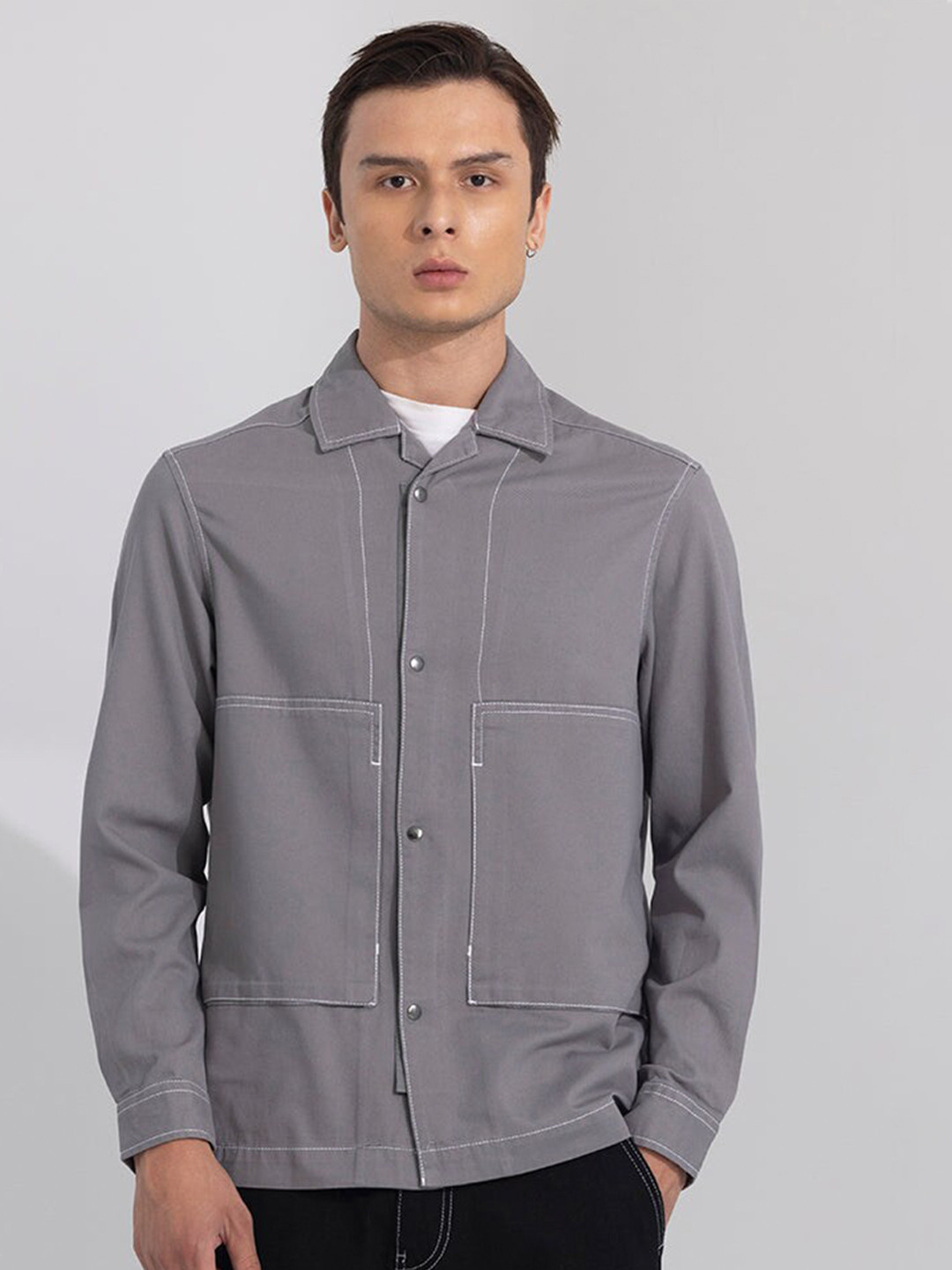 

Snitch Grey Pure Cotton Regular Fit Casual Shirt