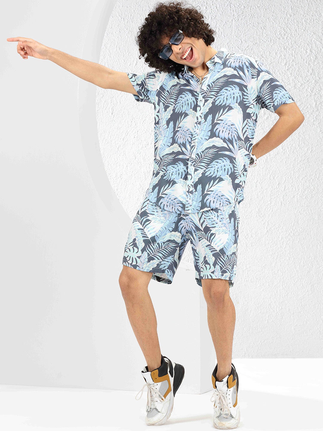 

DIMEH Printed Shirt With Shorts, Grey