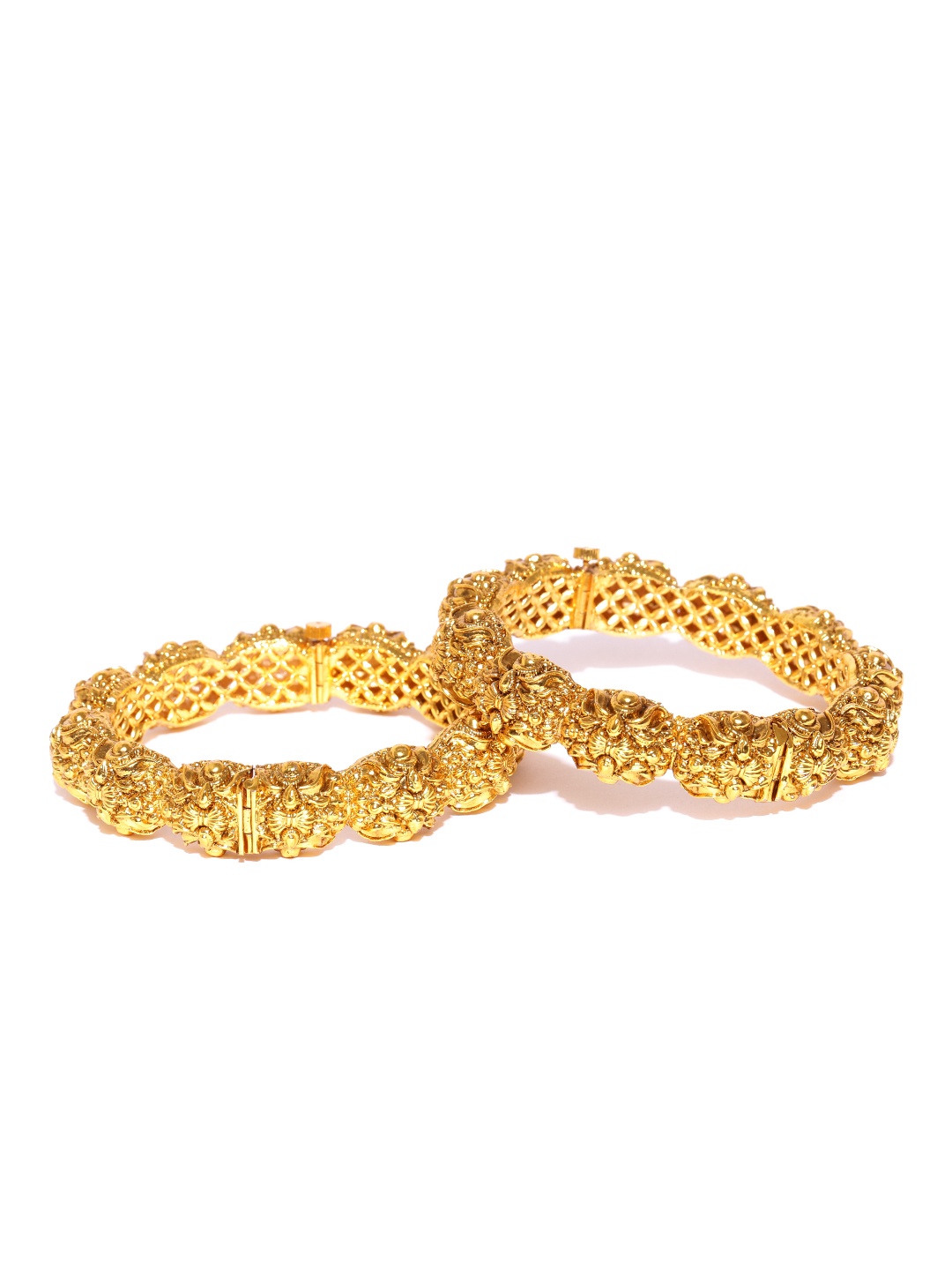 

Jewels Galaxy Set of 2 Gold-Toned Textured Bangles