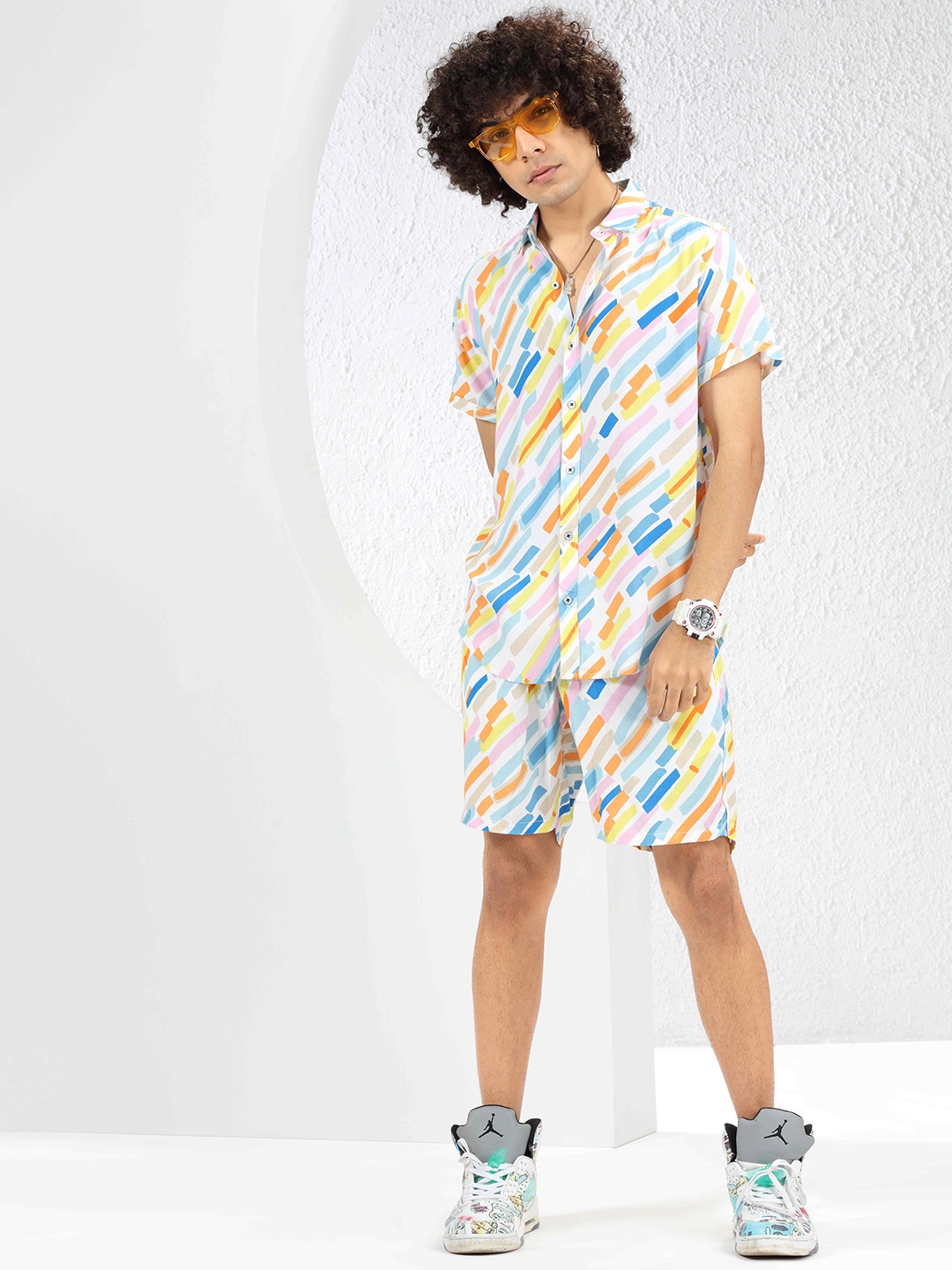 

DIMEH Printed Shirt With Shorts, White