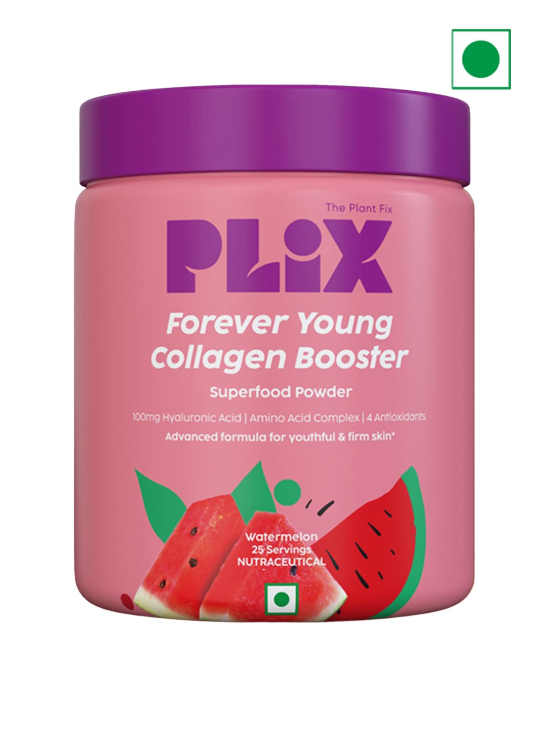 

PLIX THE PLANT FIX Collagen Supplement Powder for Youthful Glow 200g - Watermelon, Pink