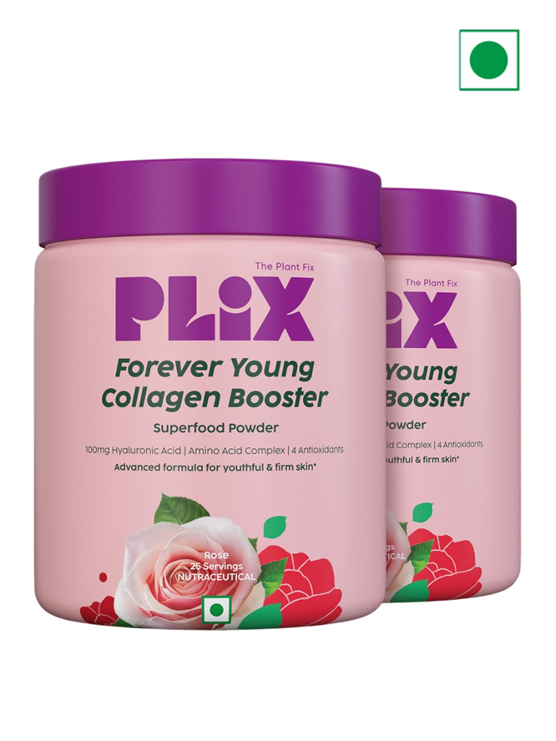 

PLIX THE PLANT FIX Set of 2 Collagen Supplement Powder for Youthful Glow 150 g each - Rose, Pink