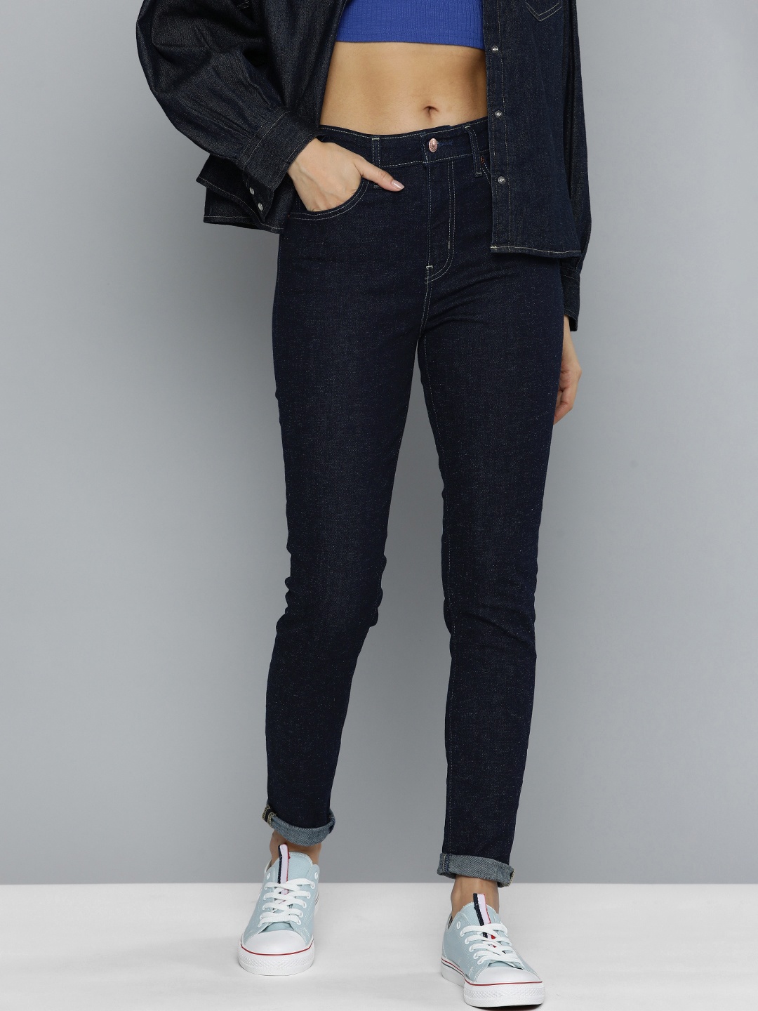 

Levis Women 712 Skinny Fit High-Rise Stretchable Jeans, Blue