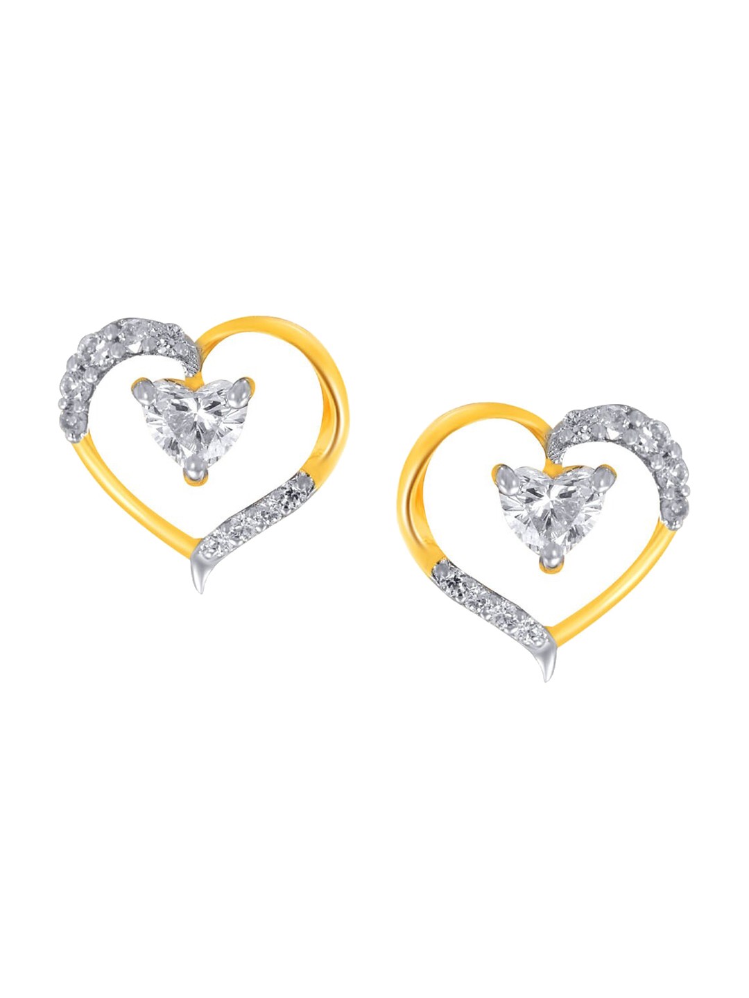 

SENCO Heart Affection 14KT Gold Diamond-Studded Stud Earrings-1.2gm