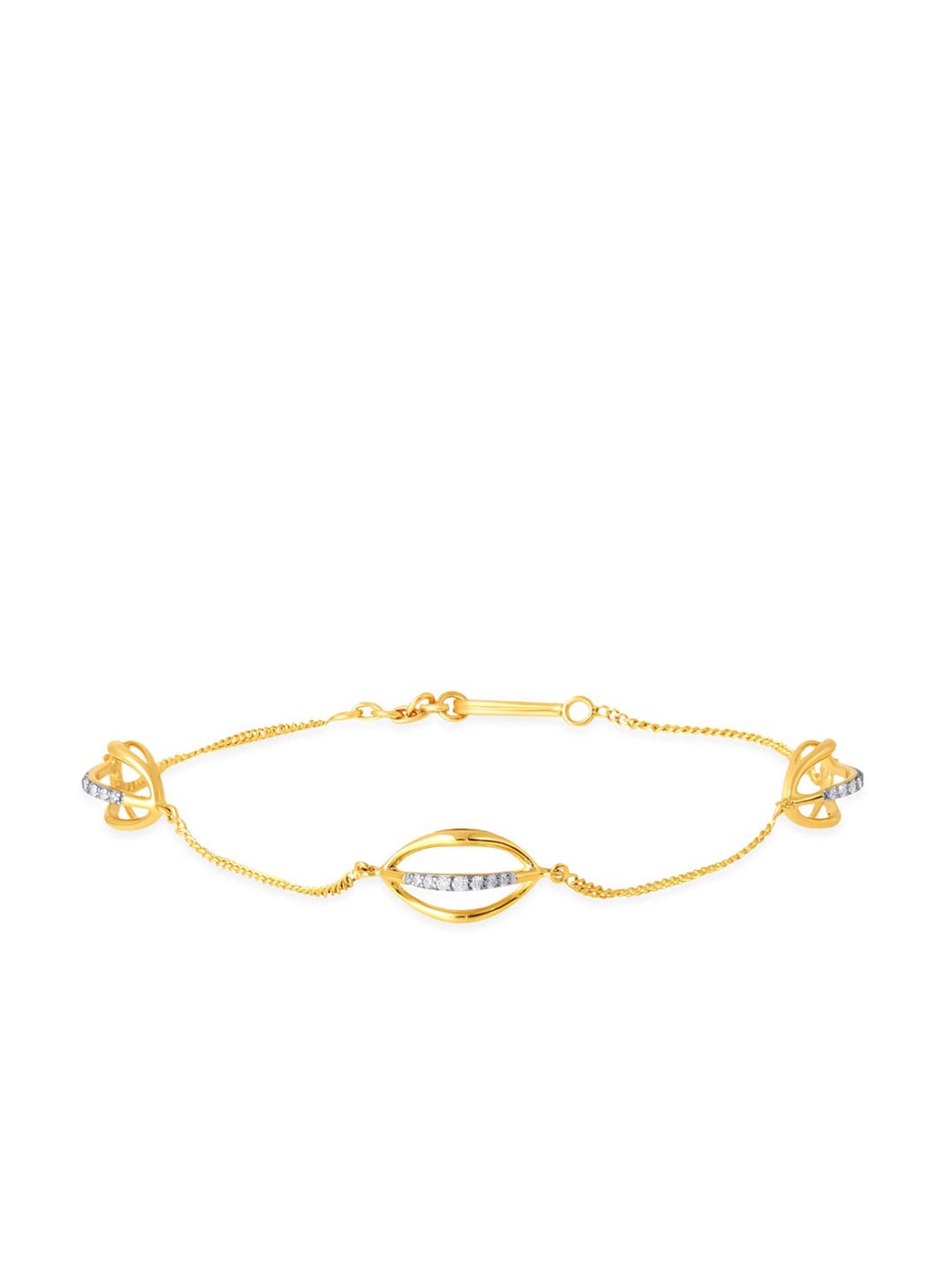 

SENCO Gleaming Trio 18KT Gold Diamond-Studded Bracelet-4.0gm