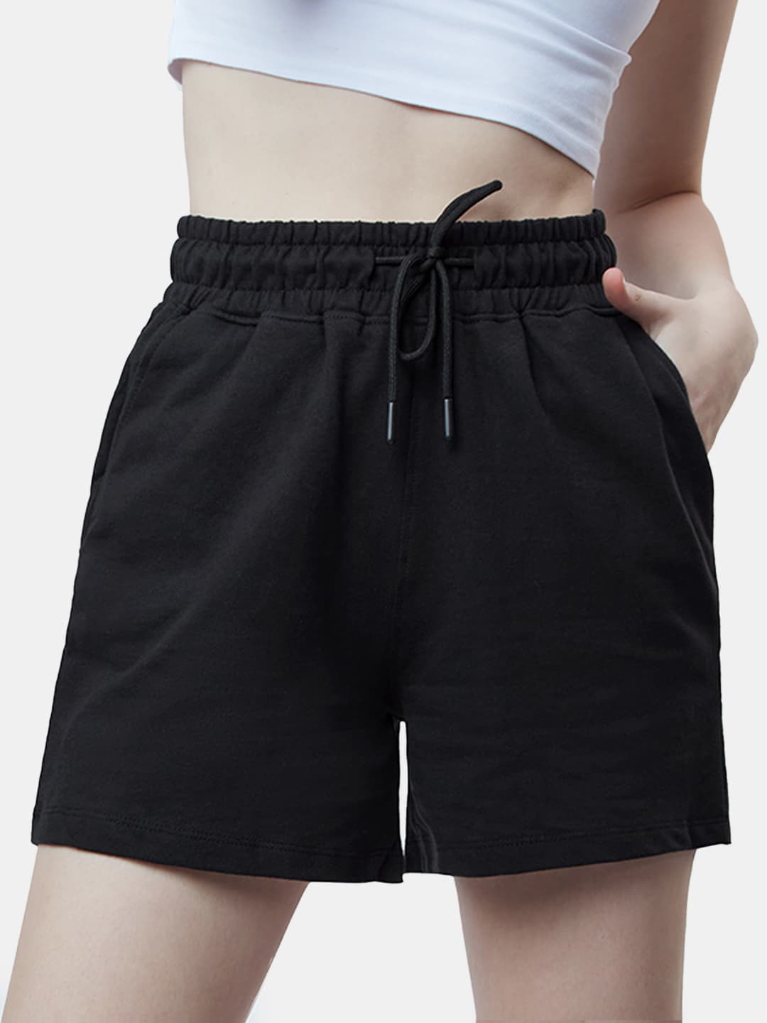 

The Souled Store Women Black Mid-Rise Pure Cotton Shorts