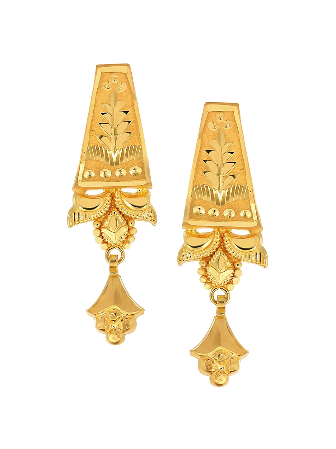 

SENCO Leafy Trigon 22KT Gold Drop Earrings-1.1gm
