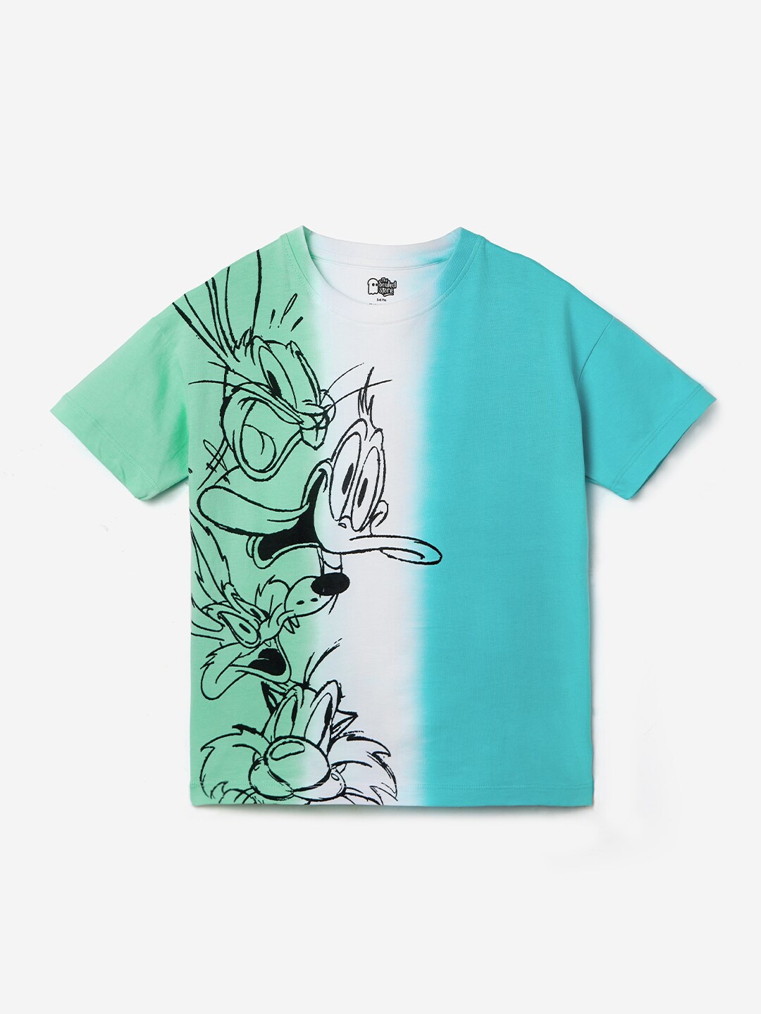 

The Souled Store Boys Green & Blue Looney Tunes Printed Oversized Cotton T-shirt