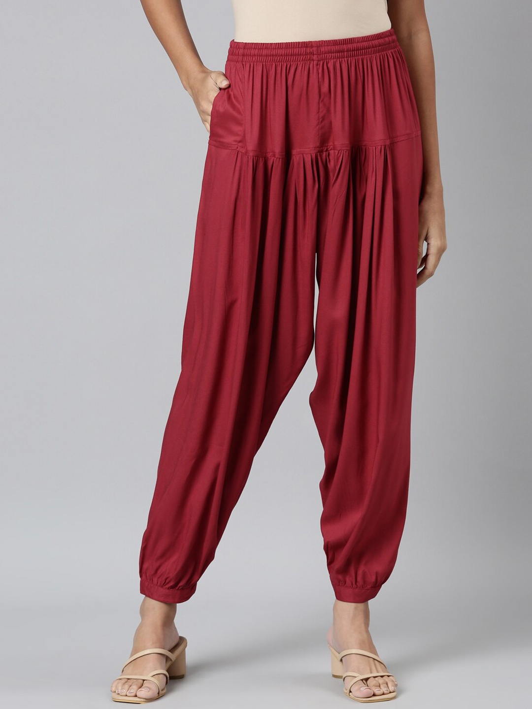 

Go Colors Loose Fit Harem Pants, Red