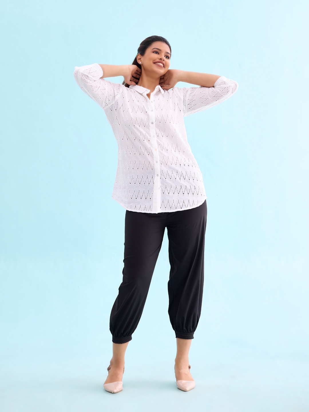 

Go Colors Women Mid-Rise Loose-Fit Cropped Pure Cotton Salwar, Black