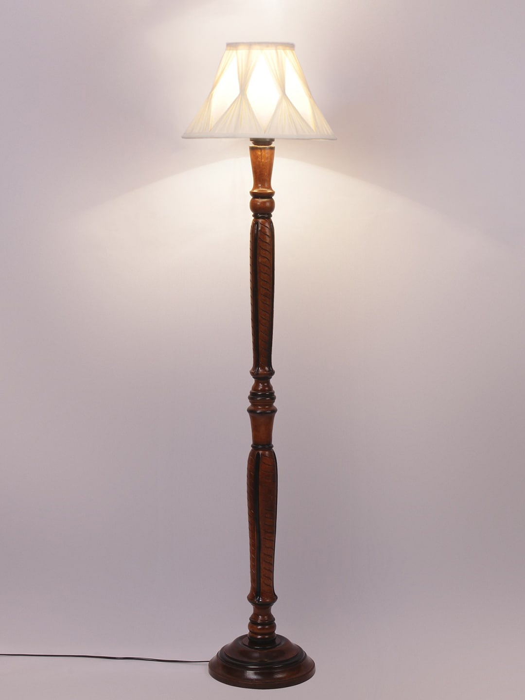 

Devansh Off-White & Brown Cotton & Wooden Floor Lamp