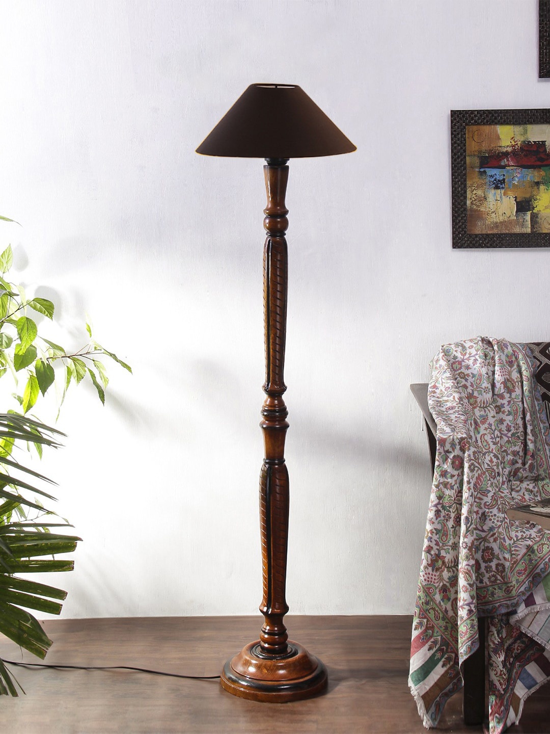 

Devansh Black Cotton & Wooden Floor Lamp