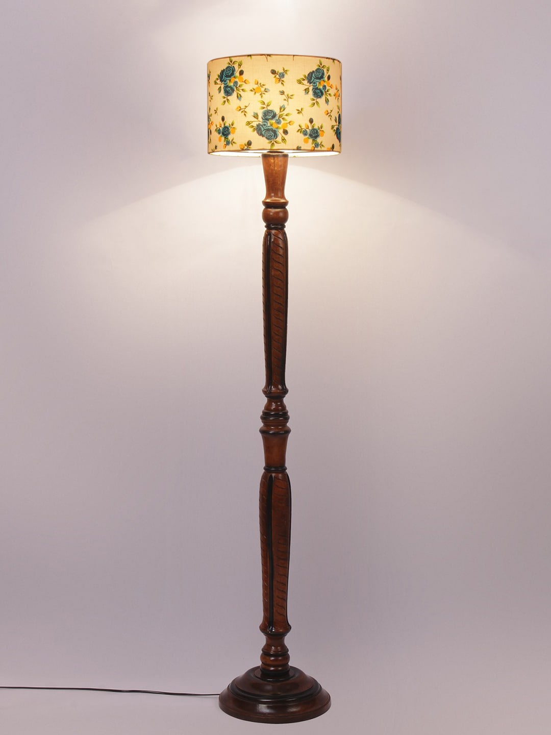 

Devansh White & Blue Printed Cotton & Wooden Floor Lamp