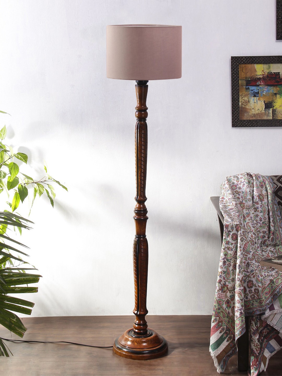 

Devansh Grey & Brown Cotton & Wooden Floor Lamp