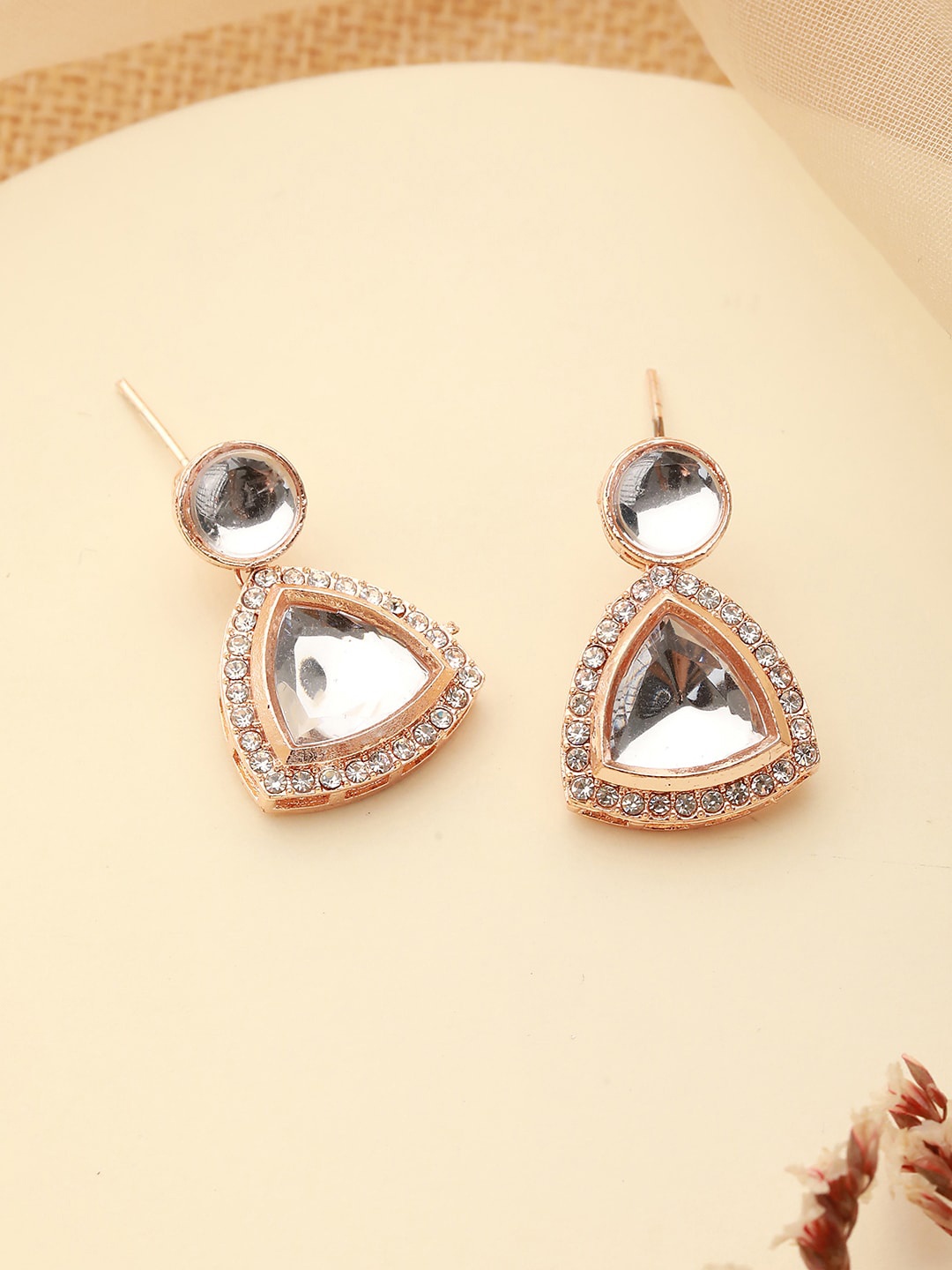 

Jazz and Sizzle Rose Gold Plated Geometric Drop Earrings